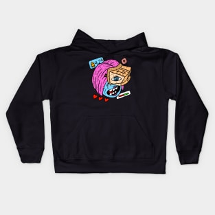 VR gaming. virtual reality. a trippy sticker doodle. Kids Hoodie
